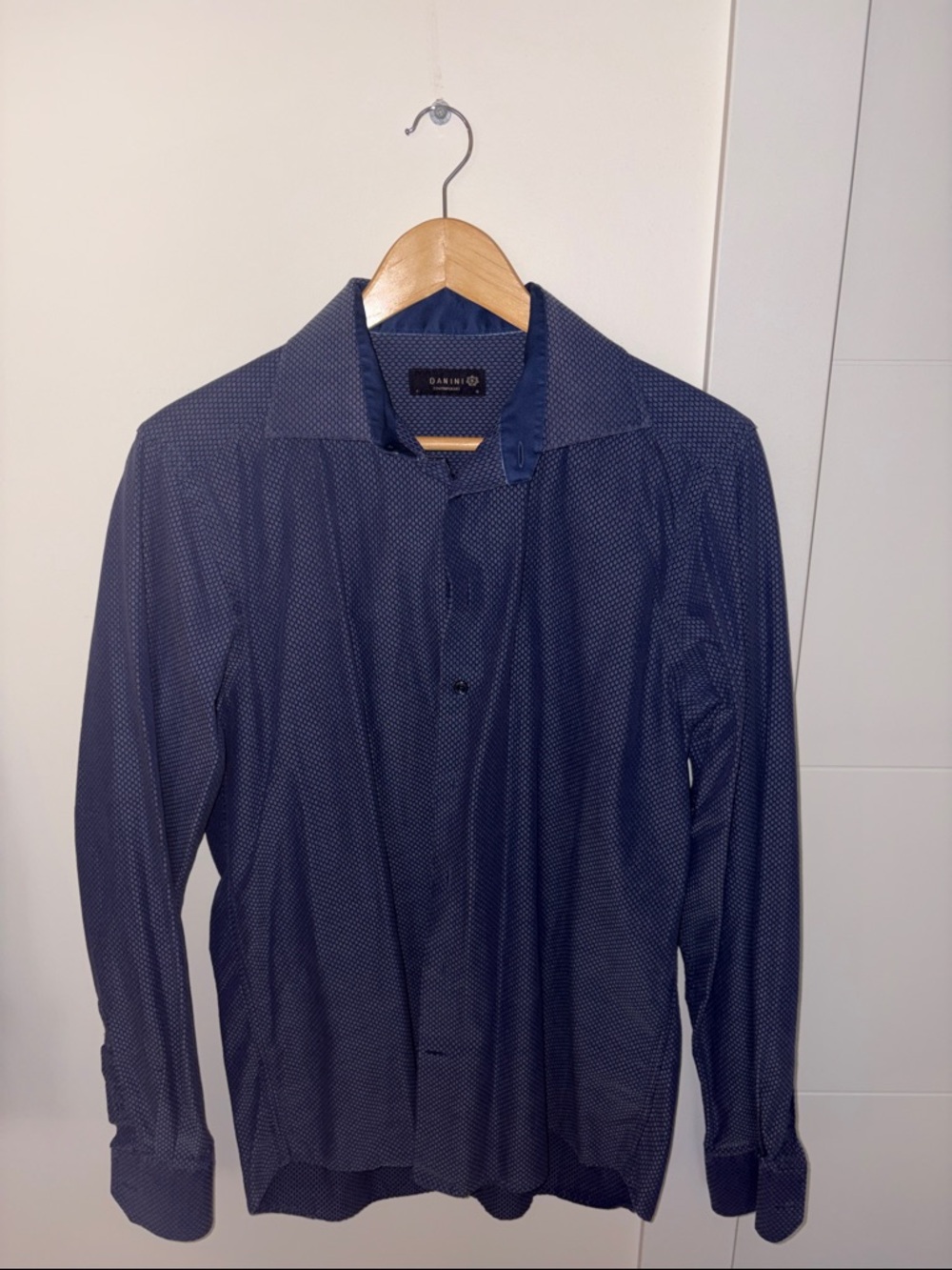 Danini Contemporary Dotted Navy Blue Men's Dress Shirt